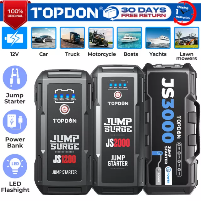 TOPDON Car Jump Starter Booster Jumper Box Power Bank Battery Charger Portable