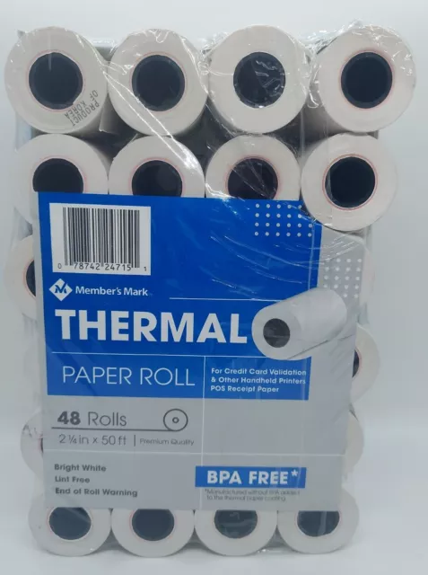 2 1/4 in x 50 ft Thermal Receipt Paper 48 Rolls BPA Free Premium Quality