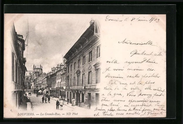 CPA Louviers, La Grande-Rue 1903