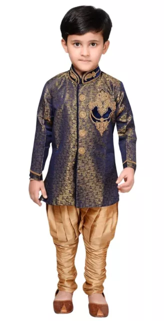 Pigiama ragazzo indo western ricco broccato Sherwani Kurta abbigliamento festa bollywood EB 948