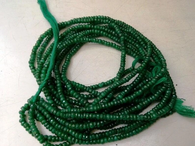 14" Strand AAA Emerald Micro Faceted Rondelle Gemstone Beads 3.5-4mm 2
