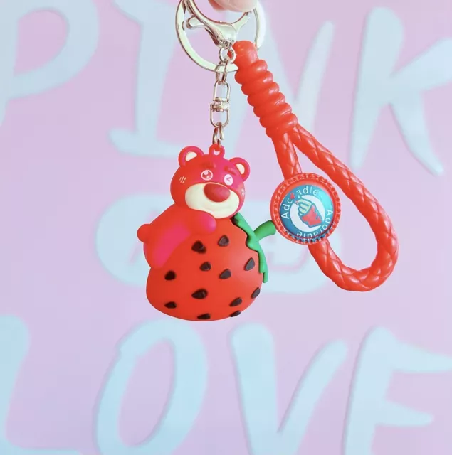 Lotso & Strawberry 🍓 Toy Story Pixar Disney Keychain Keyring Pendant Bag Charm