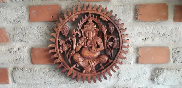 Ganesha Relief Hinduismus Feng Shui Gemälde Kunst geschnitzt Bali Beschützer