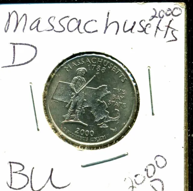 2000 D State Quarter MASSACHUSETTS CH BU Quarter U.S Uncirculated MS Coin #903