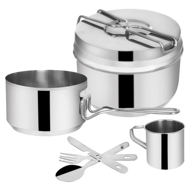 OVERMONT 14Pcs Kit de Utensilios Cocina Camping Olla Sartén Tetera