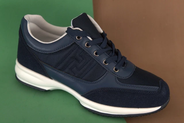 Scarpe da Uomo Sneakers in Pelle Sportive Eleganti Casual Nere Blu classiche  BL