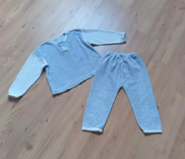 ALANA Gestreifter Frottee Schlafanzug Pyjama 86/92 hellblau/weiß Baumwolle KbA