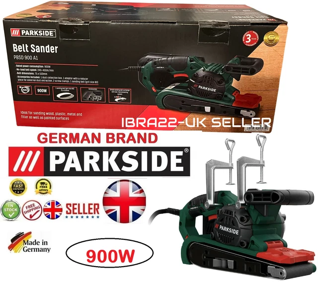 PARKSIDE 900W ELECTRIC Belt Sander + Acces 75x533mm Sanding Wood