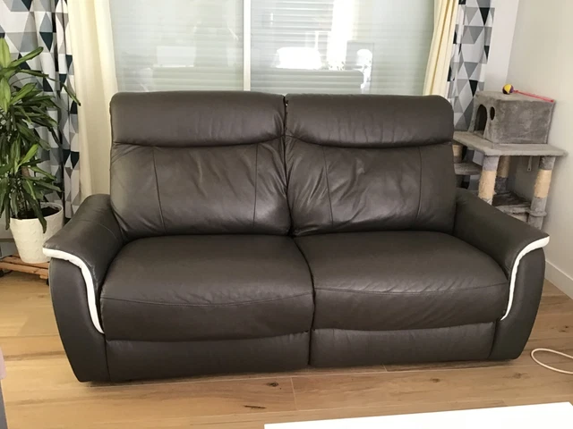 Canapé relax cuir blanc 2 places au meilleur prix | Leroy Merlin