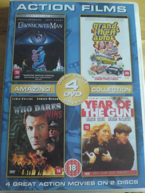 DVD 4 Action films Lawnmower ManGrand Theft AutoWho Dares WinsYear Of The Gun