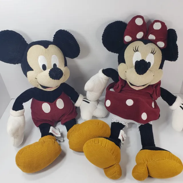 Disney Store Exclusive Mickey And Minnie Mouse Corduroy 14 inch Plush Animals