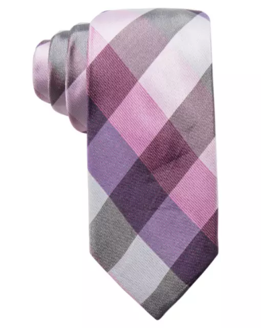 Ryan Seacrest Distinction Men's Weho Check Slim Silk Tie (Pink, One Size)