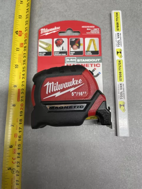 Milwaukee 4932464602 5m / 16ft Magnetic Scaffolders Tape Measure Free Pencil