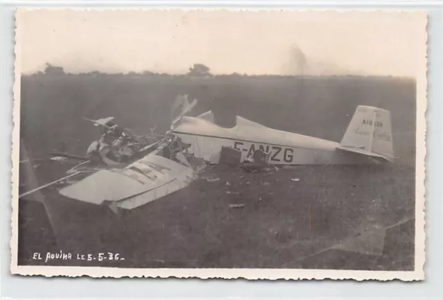 Tunisie - EL AOUINA Tunis - Accident d'avion Caudron C.600 Aiglon le 5 mai 1936