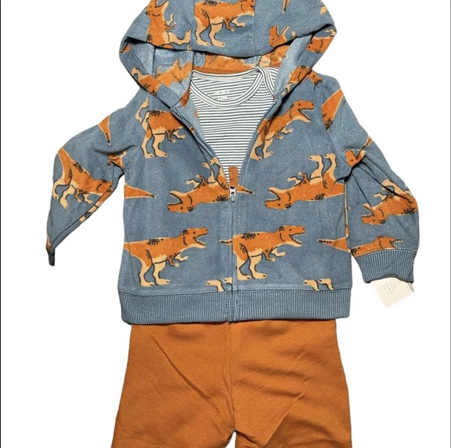 Carters baby boy size 12 months fleece jacket and pants dinosaur print set