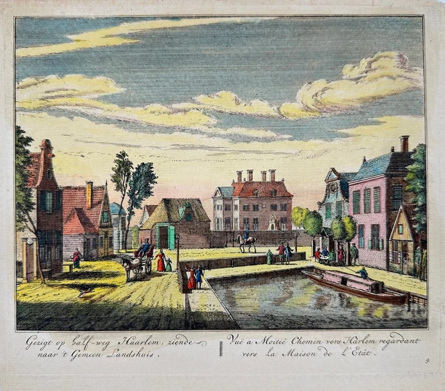 Original Engraving - Description View of Halfweg-Haarlem - A. Rademaker - 1728