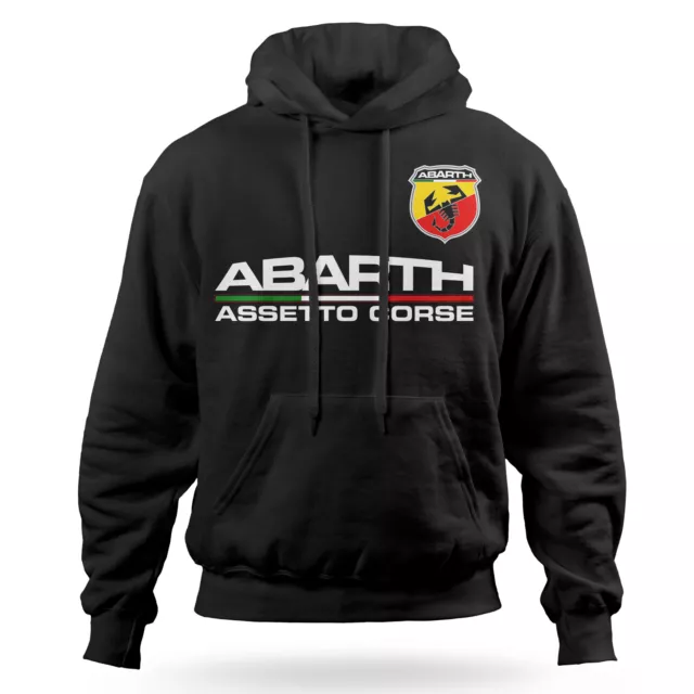 Felpa Maglia con Cappuccio Personalizzata Abarth Assetto Corse Nera S M L XL XXL