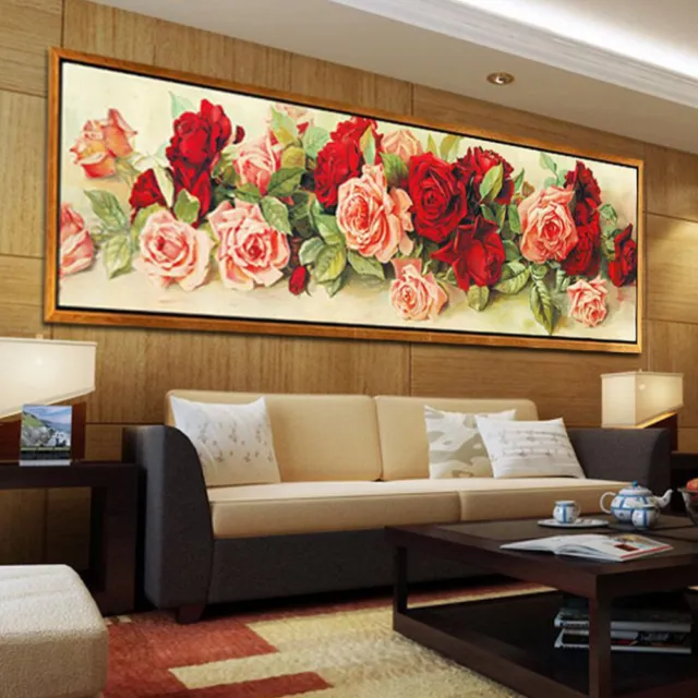 90cm Large Roses 5D Full Diamond Painting Embroidery Cross Stitch DIY Home Decor