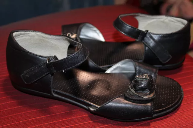 HOMY PED LADIES Black Leather Rosette Front Sandals. Sz 6 1 2. Free Post 30.00 PicClick AU