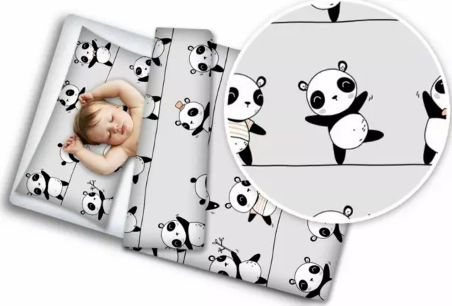 BABY BEDDING FIT COTBED 135x100cm PILLOWCASE DUVET COVER 2PC Little panda 2