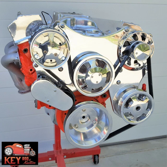 SMALL BLOCK CHEVY Polished Serpentine Kit Front Drive System SBC 305