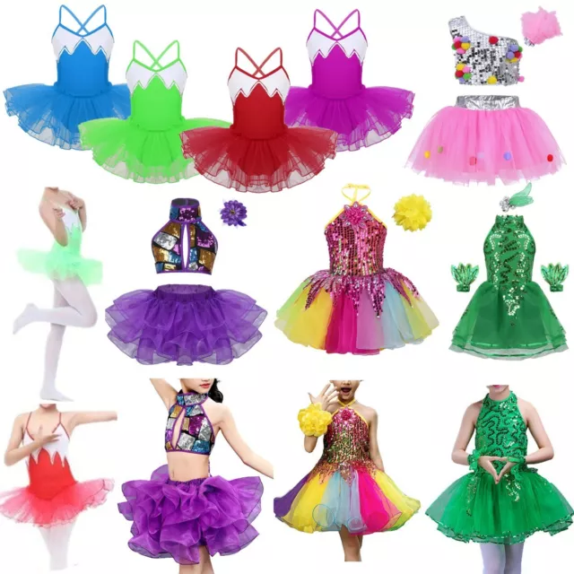 Toddler Girl Ballet Tutu Dress Jazz Latin Dance Costume Sequin Leotard Dancewear