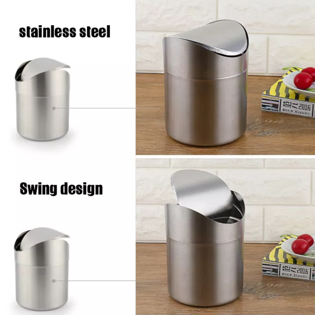 Small Trash Can with Swing Top Lid Desktop Dust Bin for Office Desk Bathroom AU