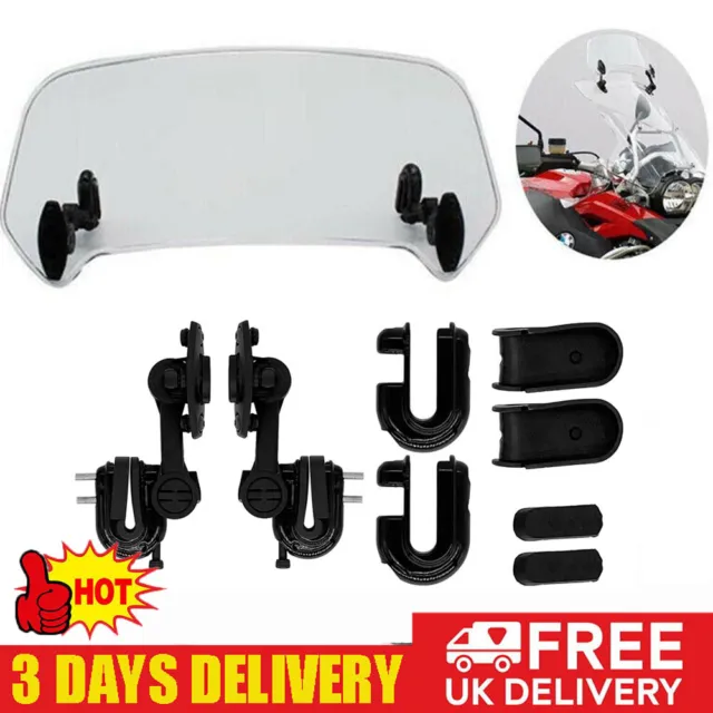 Motorcycle Clip On Windshield Wind Screen CLEAR Deflector Extension Spoiler Set