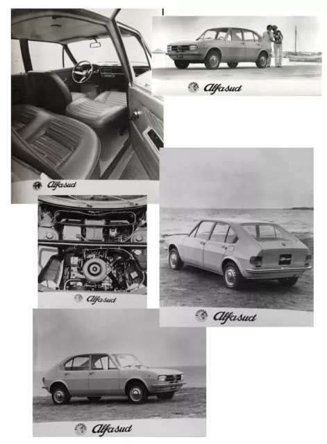 ALFA ROMEO Alfasud prima serie 5 foto originali cartella stampa, vintage 1971.