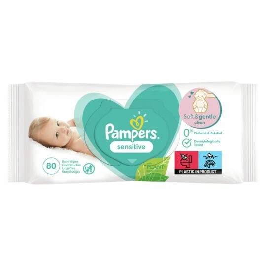LOT DE 5 - PAMPERS - Lingettes Bébé Sensitive - paquet de 80 lingettes