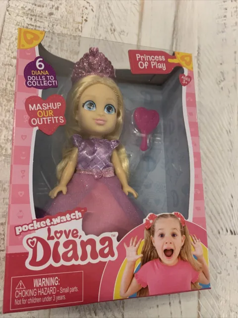 Love Diana Mashups 6" Doll & Brush Pocket-Watch Princess of Play - Brand New