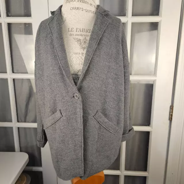 Eileen Fisher Womens Gray Wool Blazer Petite Medium PM