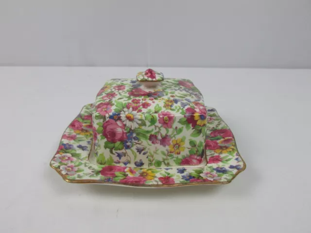 Royal Winton Summertime Grimwades China Covered Butter Cheese Dish England Made