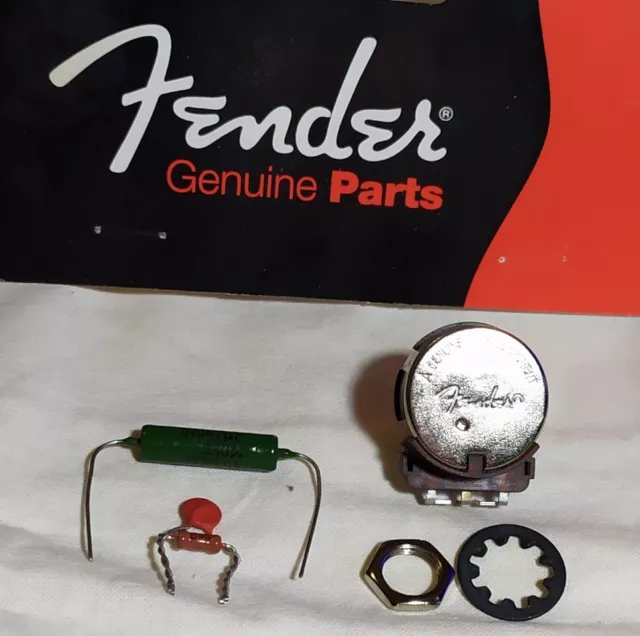 Genuine Fender 250K CTS No Load Tone Pot Split Shaft + PIO .047 + Vol. MOD