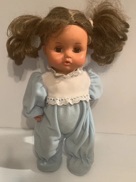 Vintage Drink And Wet Baby Doll 12” Weepy Eyes Blue Footed Pajamas