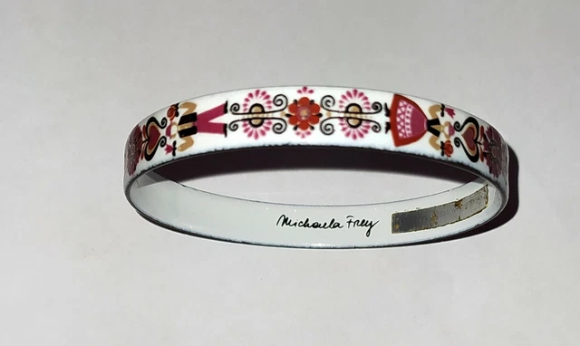 Bracelet émaillé Signé Mickaela Frey - Rose Métal Sans Fermoir Occasion Bon état