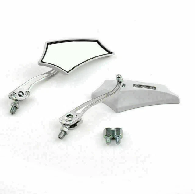 Motocycle Chopper Cruiser Street Dirt Bike Rear View Mirrors 8mm 10mm White