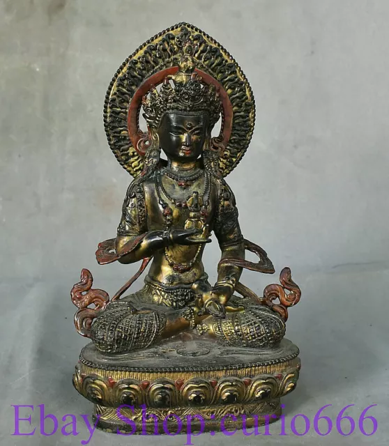 9" Rare Old Tibet Buddhism Bronze Gilt Vajrapani Chana Dorje Buddha Sculpture