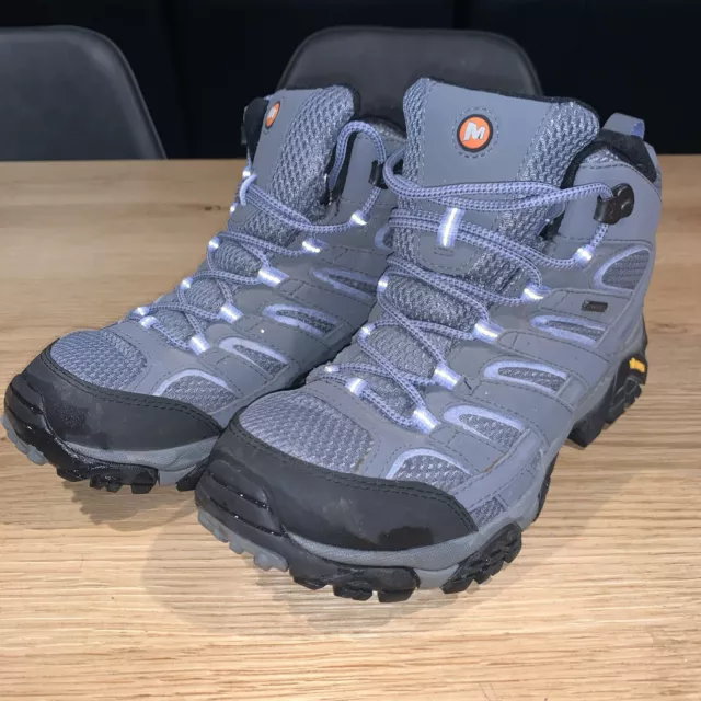 Merrell Goretex Moab Hiking Boots Womens Size US 9 Vibram Sole Pewter Shoes