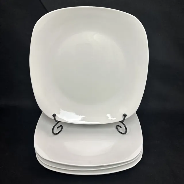 4 Royal Norfolk Square Dinner Plates White Ceramic Greenbrier International 9.75