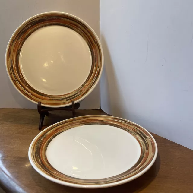 Vintage Set of 2 Syracuse China Syralite Dinner Plates 10 1/2” Brown Woodridge