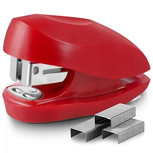 Red Mini Stapler With Staples, Tot, 12 Sheet Capacity, Small Staple