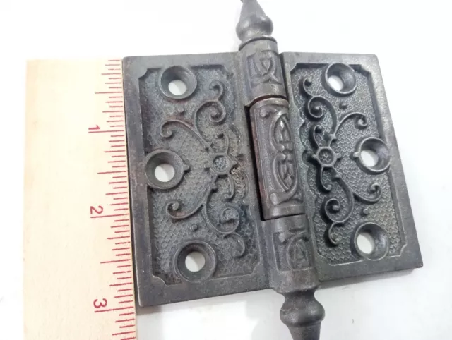 Antique Cast Iron Ornate Victorian Steeple Tip Door Hinge Pat. April 3 1877 2