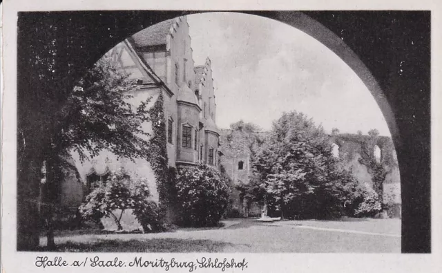 "Halle a/Saale. Moritzburg, Schloßhof.", alte Ansichtskarte, 1942, echt gelaufen