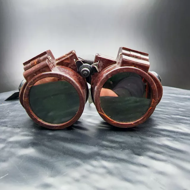 Vintage Willson Welding Goggles Glasses Steampunk Brown Bakelite & Leather NOS