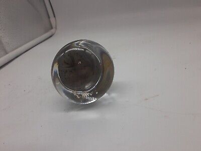 Vtg Clear Glass Doorknob Round Smooth Simple  brass base. 2 1/4" inch a3s