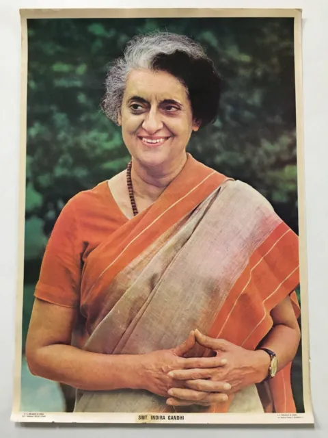 India 1970's Politica Stampa Indira Gandhi 34.9cm x 49.5cm (9365)