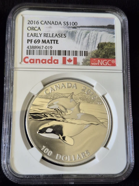 2016 CANADA $100 Orca Early Realease Certified NGC PF69 MATTE