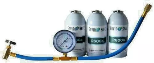 r600, R-600 Refrigerant, Enviro-Safe R-600 (3) 6 oz cans with gauge kit #8056