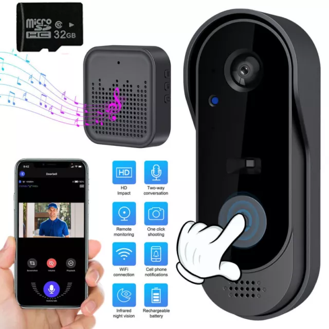 Wireless Security Smart WiFi Doorbell Intercom Video Camera Door Bell Chime